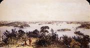 George French Angas The City and Harbour of Sydney oil